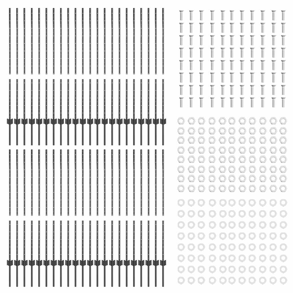 Stup za ogradu 44 pcs Siva 160 cm Čelik