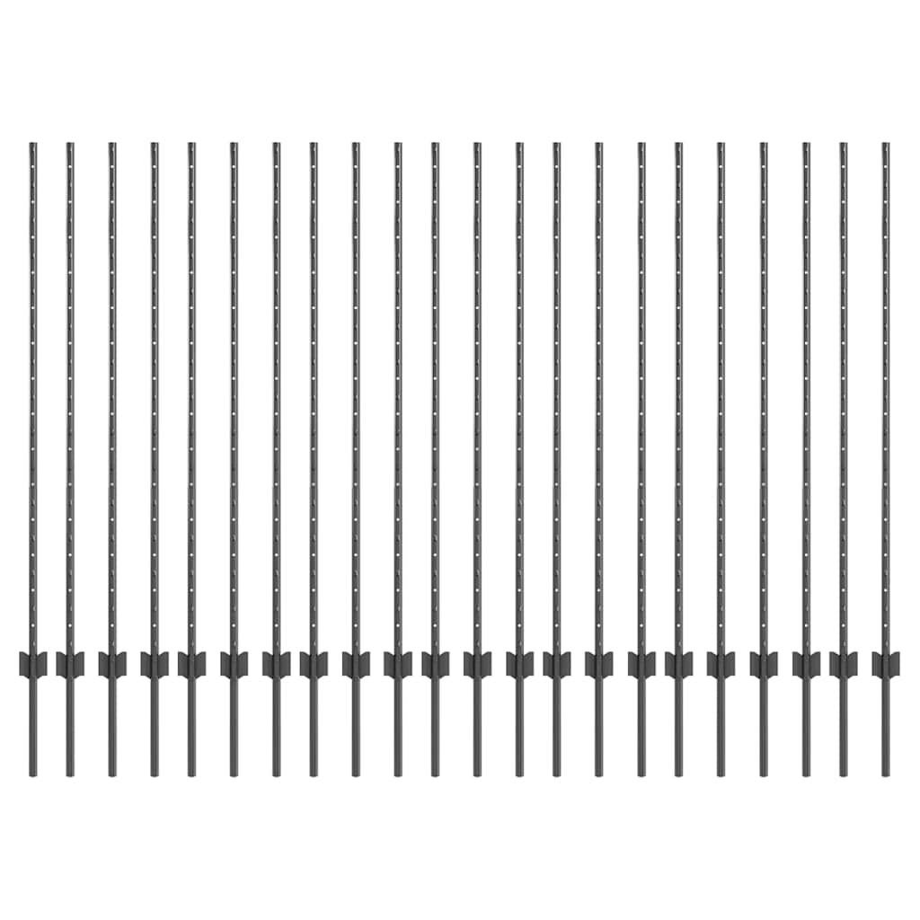 Stup za ogradu 22 pcs Siva 180 cm Čelik