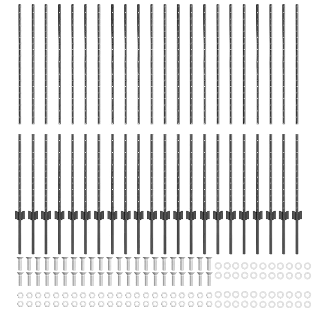 Stup za ogradu 22 pcs Siva 180 cm Čelik