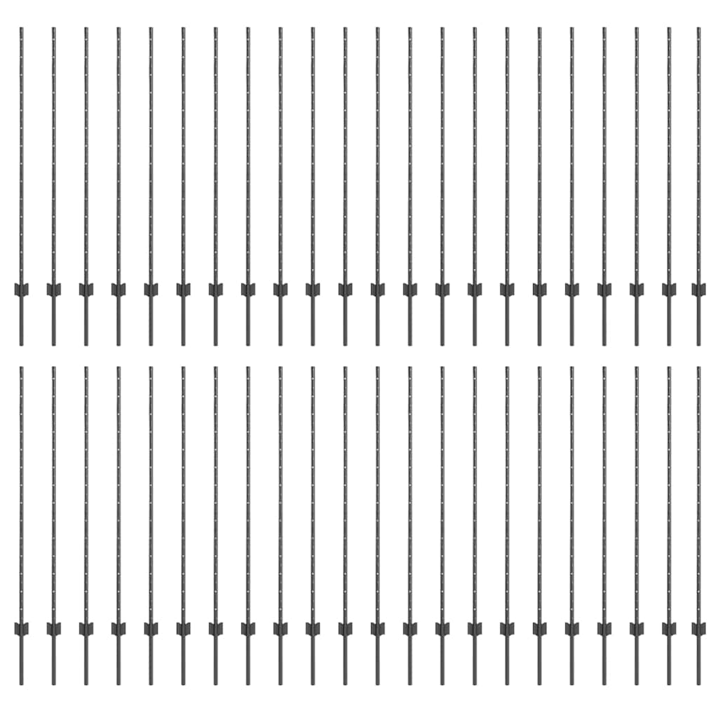 Stup za ogradu 44 pcs Siva 180 cm Čelik