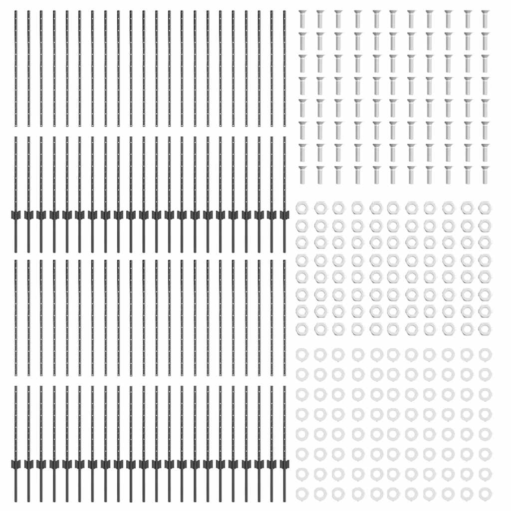 Stup za ogradu 44 pcs Siva 180 cm Čelik