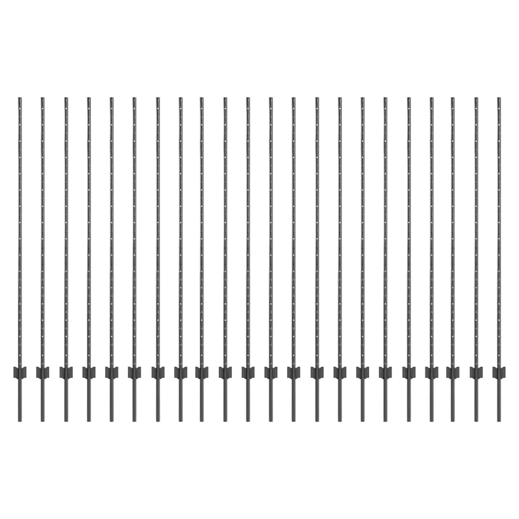Stup za ogradu 22 pcs Siva 200 cm Čelik
