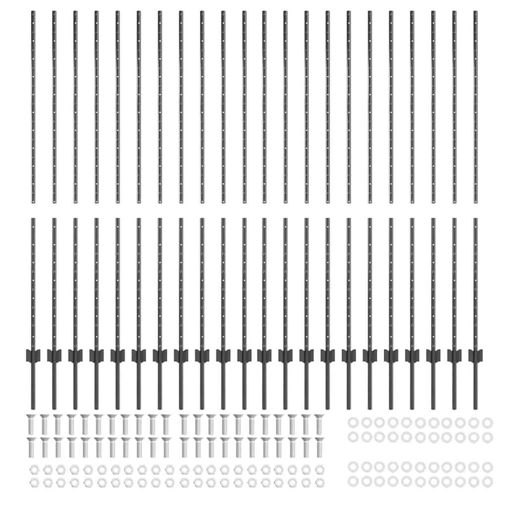 Stup za ogradu 22 pcs Siva 200 cm Čelik