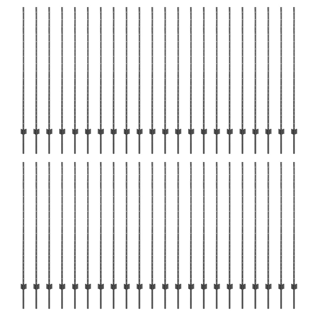 Stup za ogradu 44 pcs Siva 200 cm Čelik