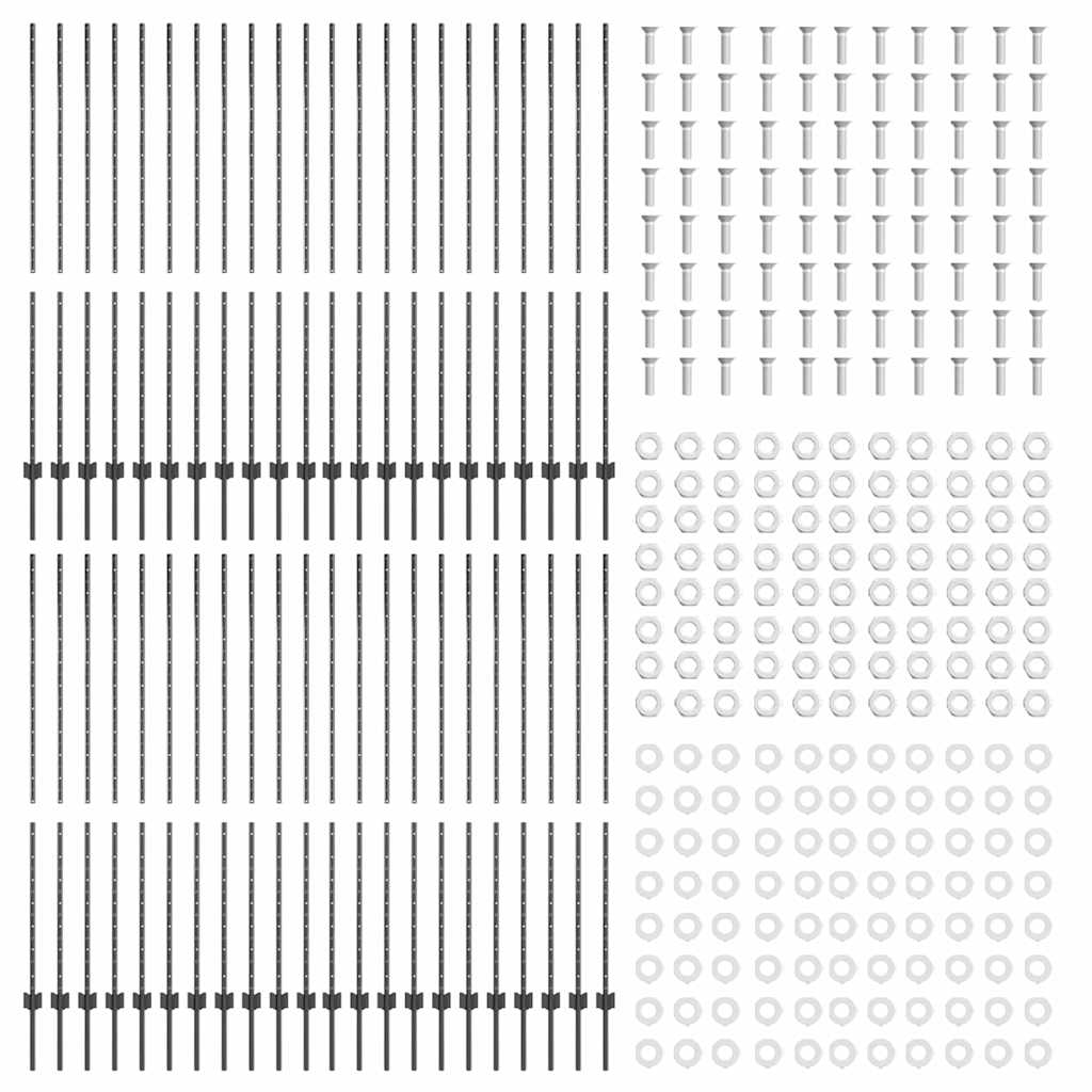 Stup za ogradu 44 pcs Siva 200 cm Čelik