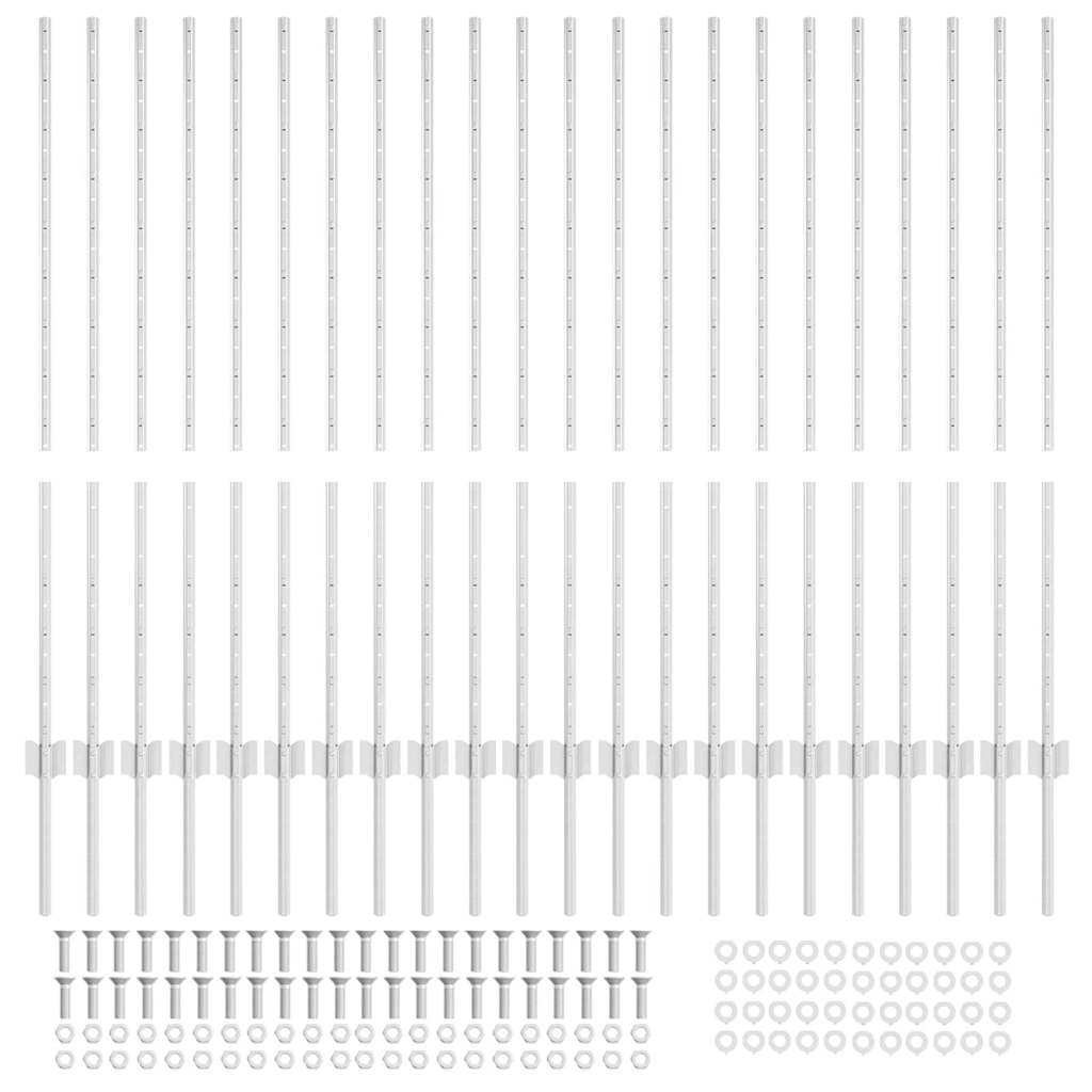 Stup za ogradu 22 pcs Srebrno 160 cm Čelik