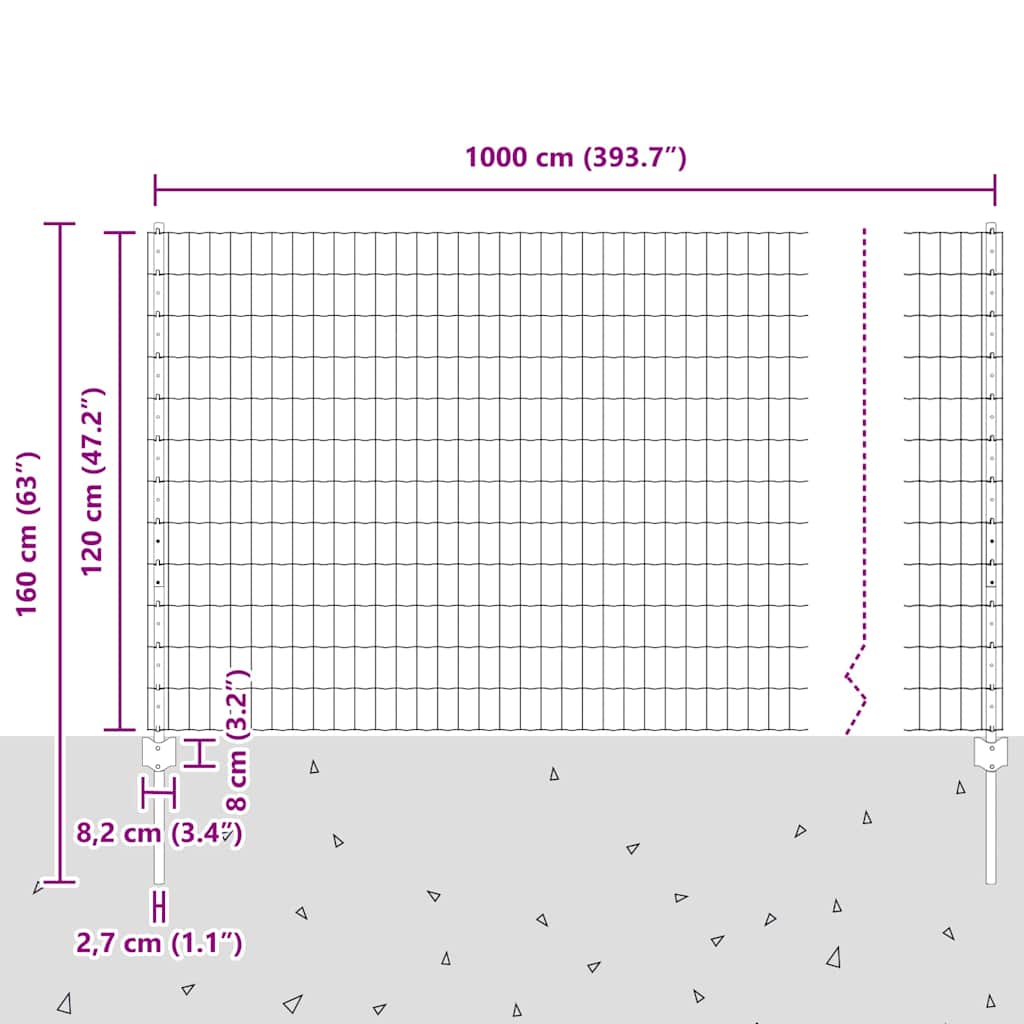 Zavarena žičana ograda 10 x 1,2 m (Š x V) Čelik premazan PVC-om