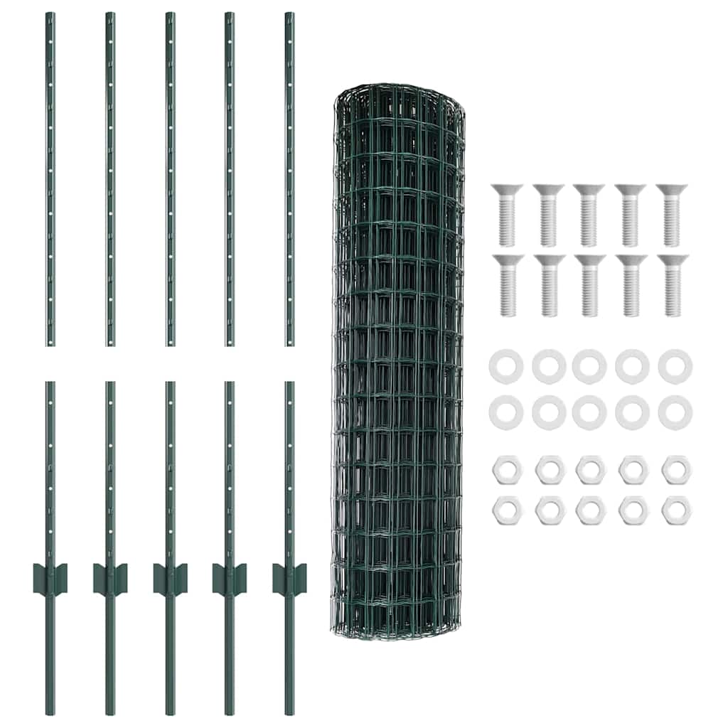 Euro ograda s postom 10 x 1 m Čelik premazan PVC-om Zelena