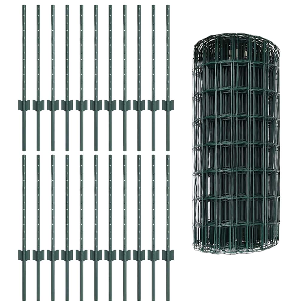 Euro ograda s postom 50 x 0,6 m Čelik premazan PVC-om Zelena
