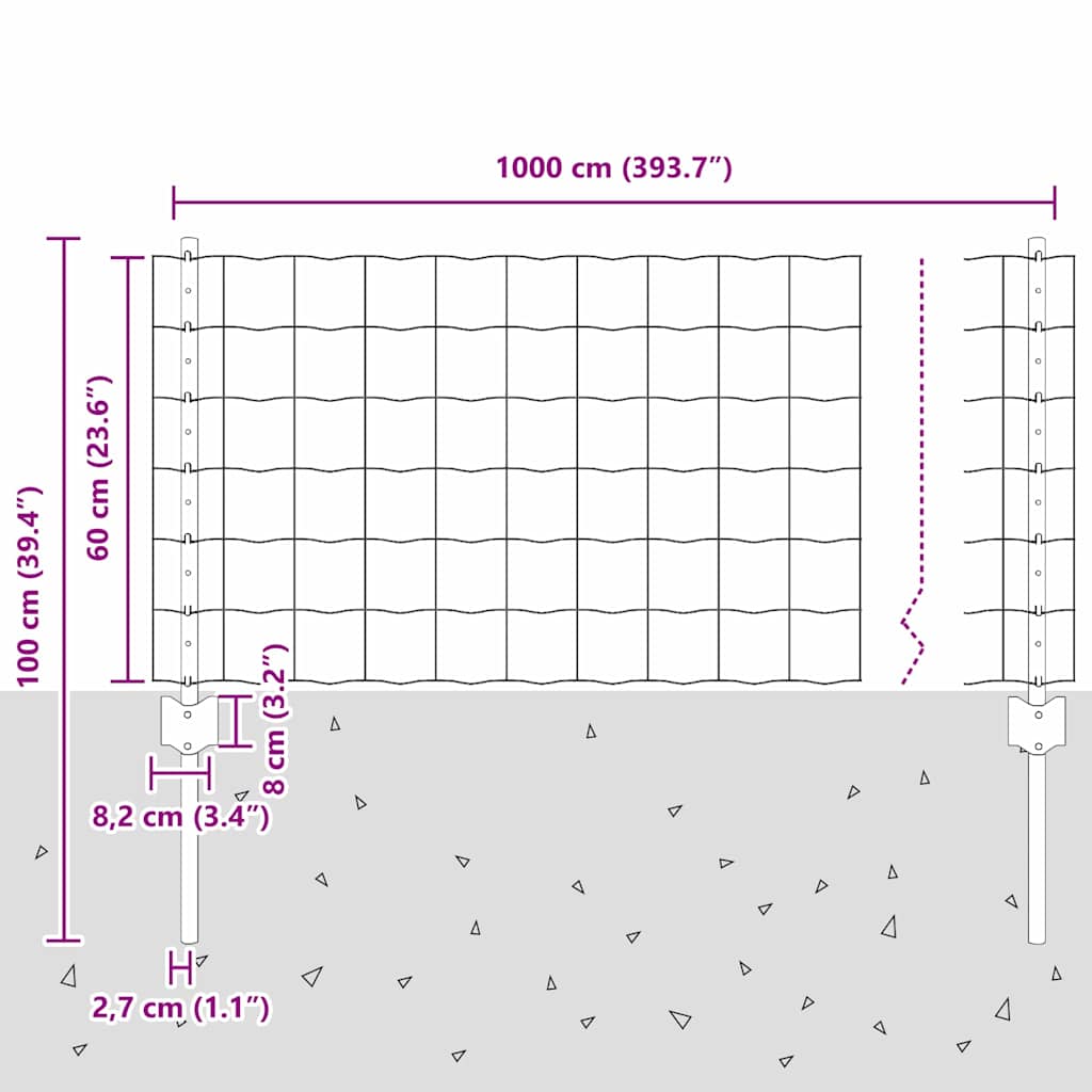 Zavarena žičana ograda 10 x 0,6 m (Š x V) Čelik premazan PVC-om