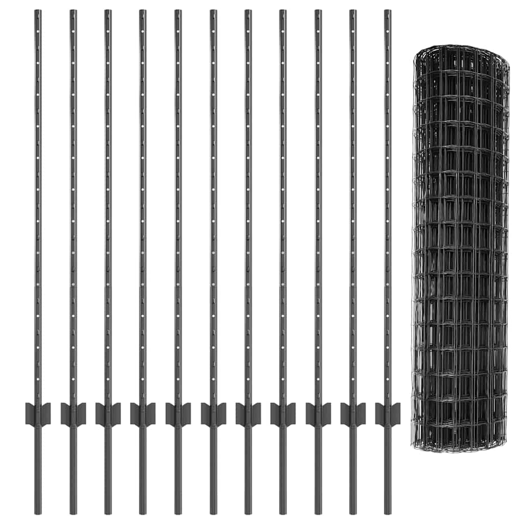 Euro ograda s postom 25 x 1,2 m Čelik premazan PVC-om Siva