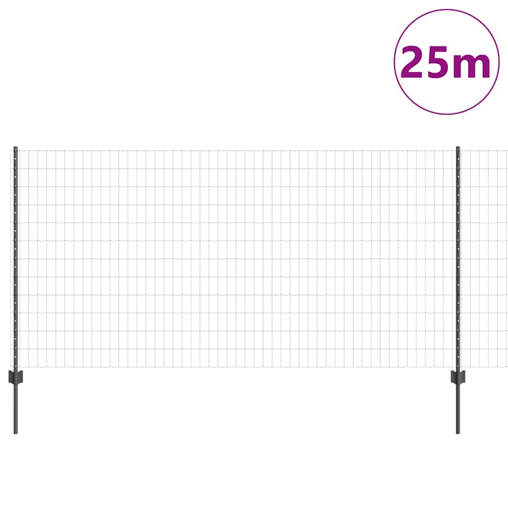 Euro ograda s postom 25 x 1,2 m Čelik premazan PVC-om Siva