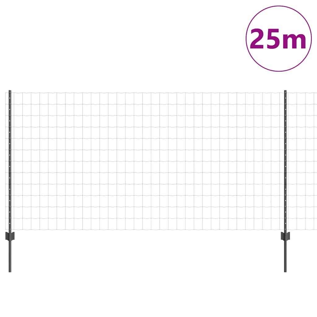 Euro ograda s postom 25 x 1,2 m Čelik premazan PVC-om Siva