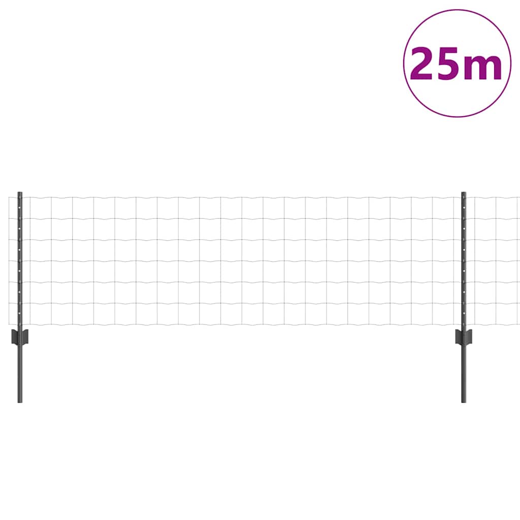 Euro ograda s postom 25 x 0,6 m Čelik premazan PVC-om Siva