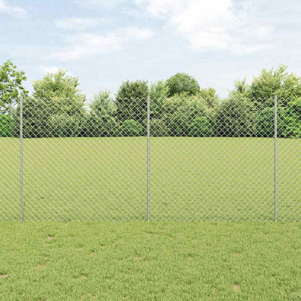 Ograda od lančanih veza s postom 10 x 1,2 m Srebrna Mreža