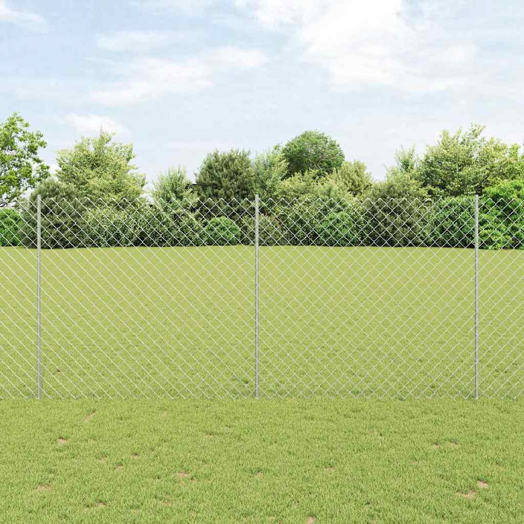 Ograda od lančanih veza s postom 10 x 1,4 m Srebrna Mreža