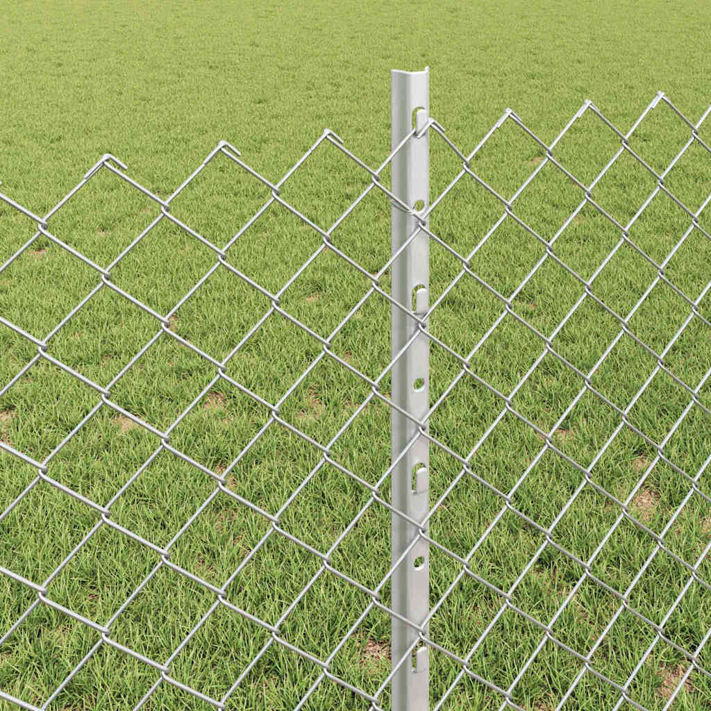 Ograda od lančanih veza s postom 25 x 0,8 m Srebrna Mreža