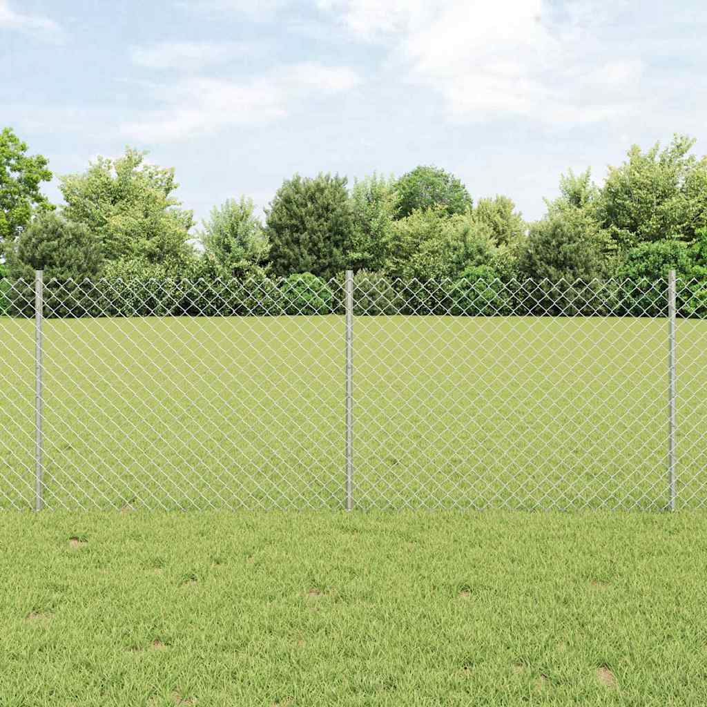 Ograda od lančanih veza s postom 25 x 0,8 m Srebrna Mreža