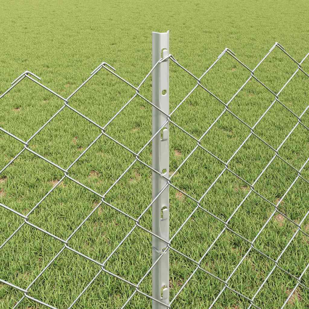 Ograda od lančanih veza s postom 25 x 0,8 m Srebrna Mreža