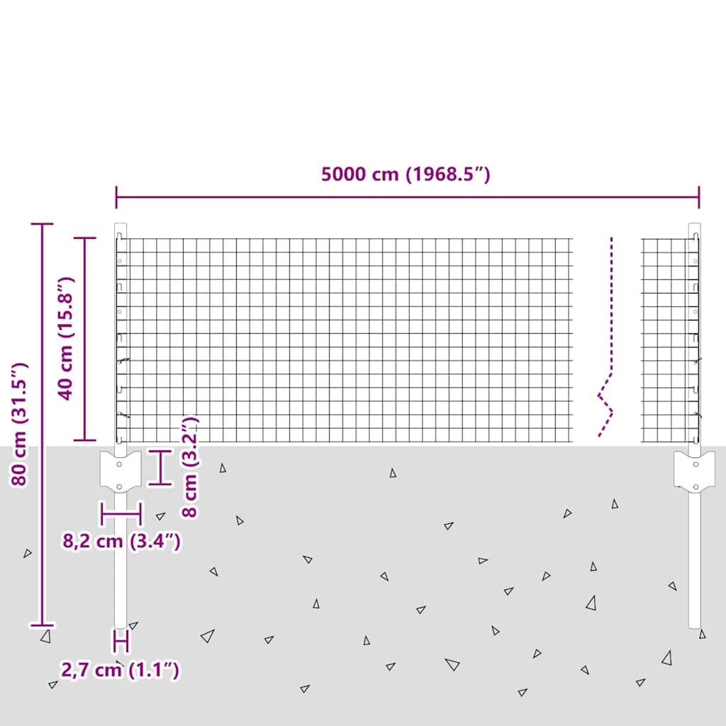 Zavarena žičana ograda s postom 50 x 0,4 m Srebrna Mreža