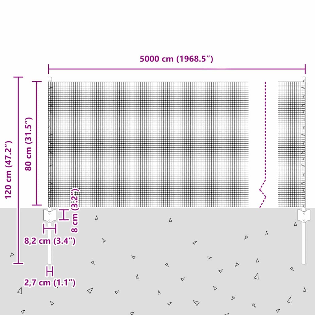 Zavarena žičana ograda s postom 50 x 0,8 m Srebrna Mreža