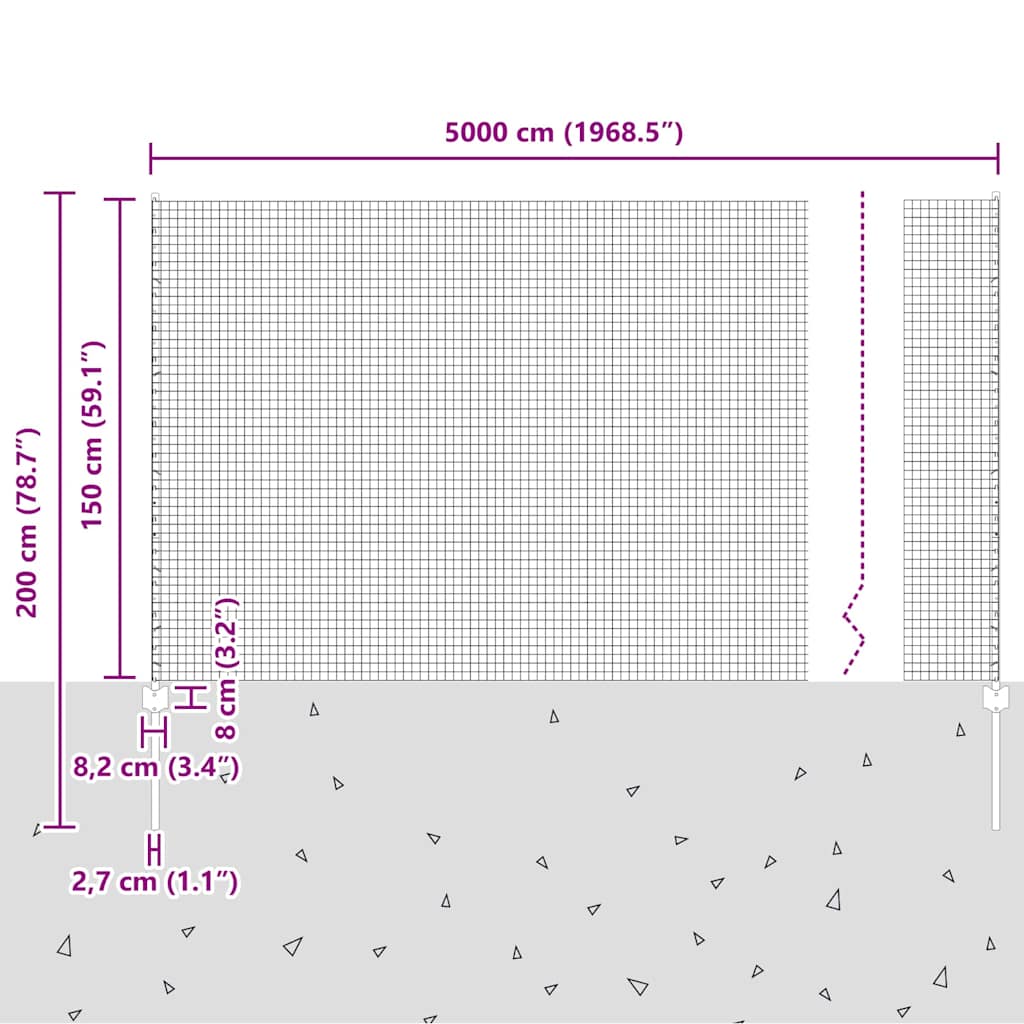 Zavarena žičana ograda s postom 50 x 1,5 m Srebrna Mreža