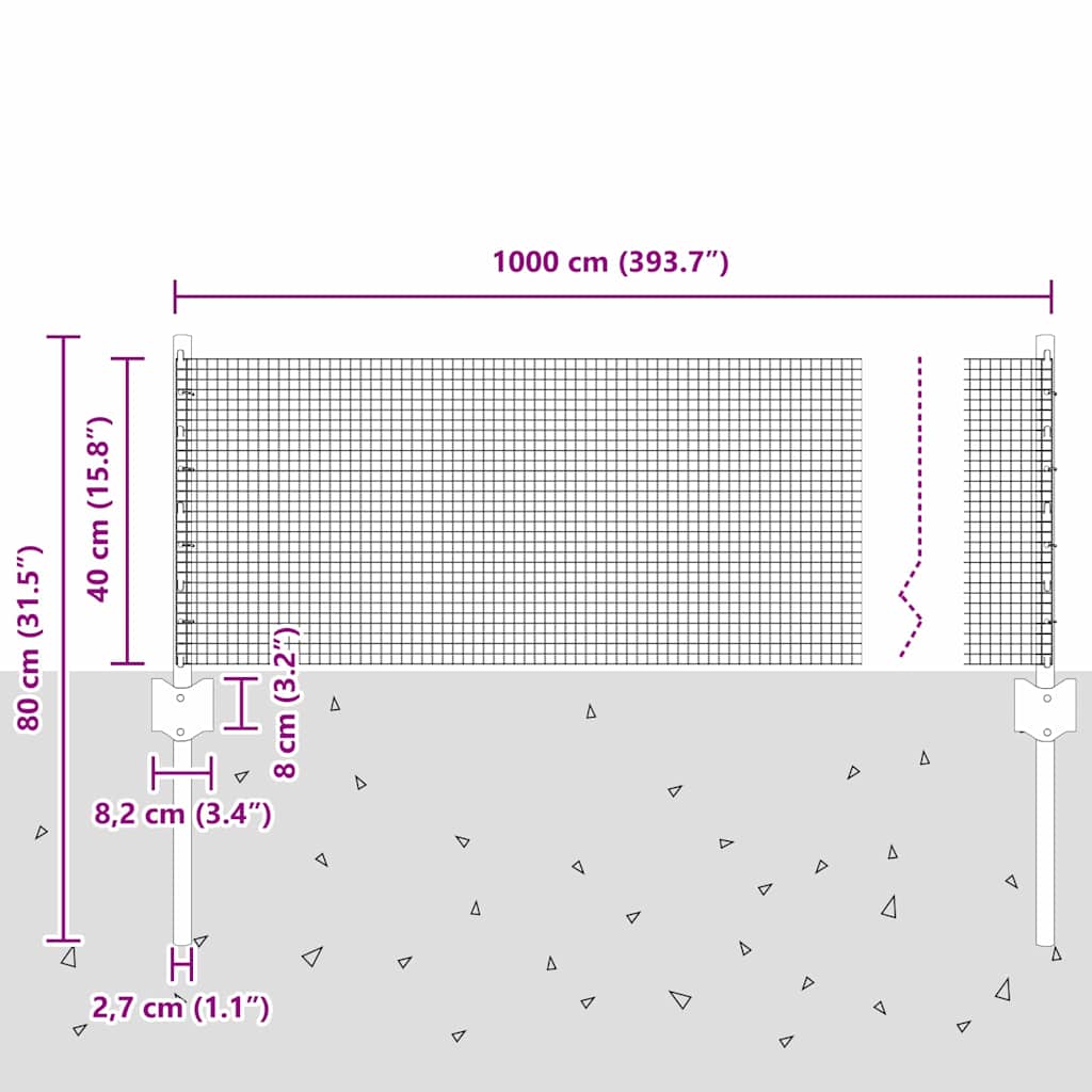 Zatvorena žičana ograda s postovima 10 x 0,4 m Zelena Mreža