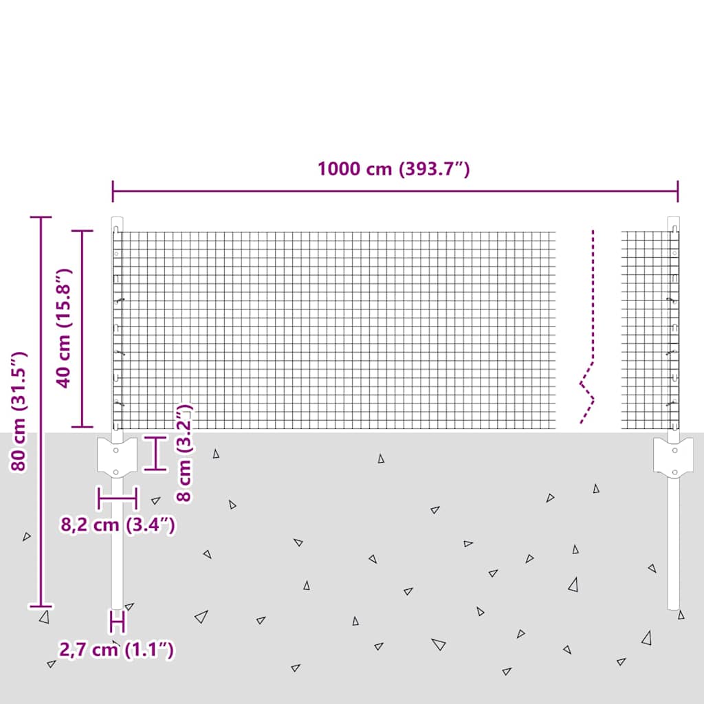 Zavarena žičana ograda s postom 10 x 0,4 m Zelena Mreža