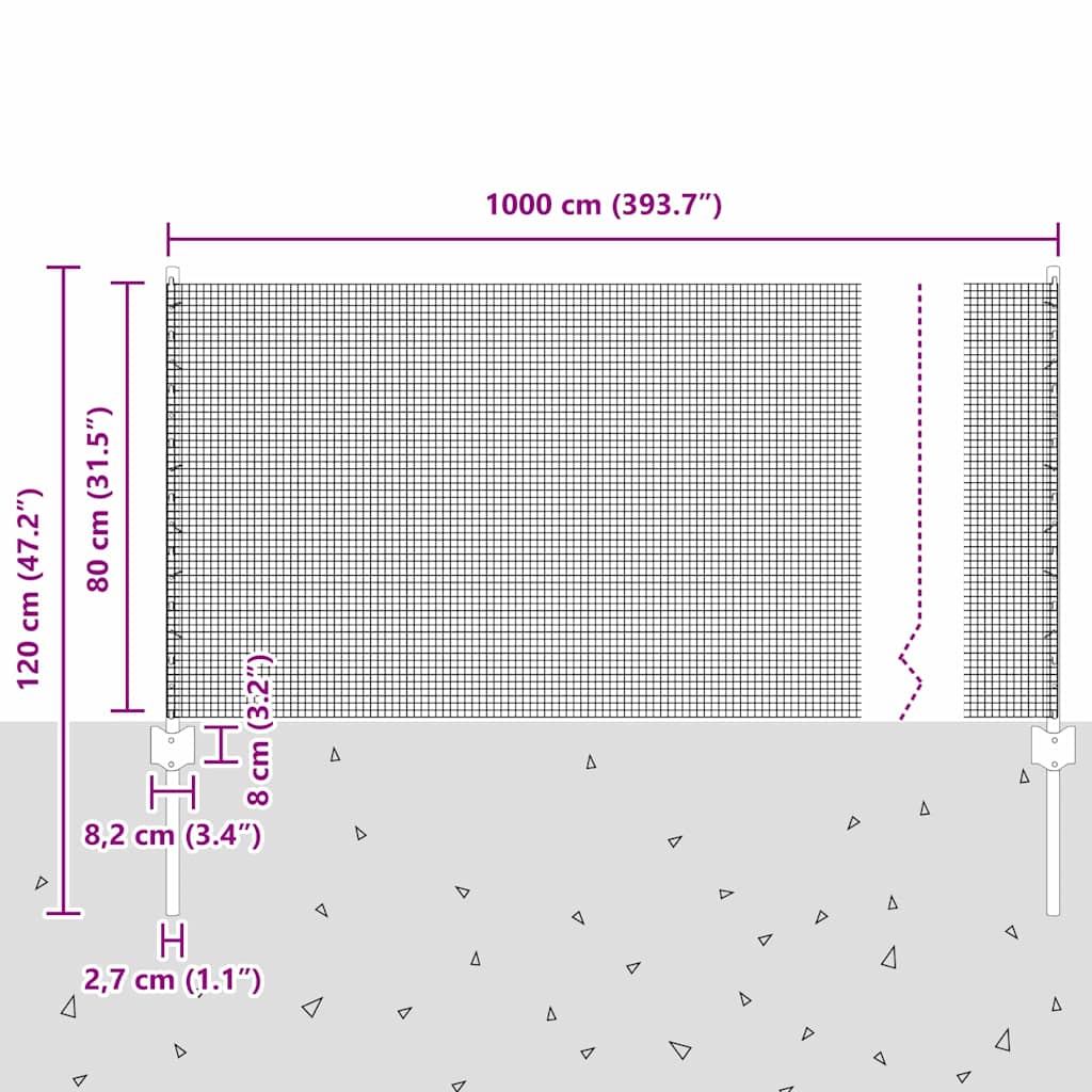 Zavarena žičana ograda s postom 10 x 0,8 m Zelena Mreža