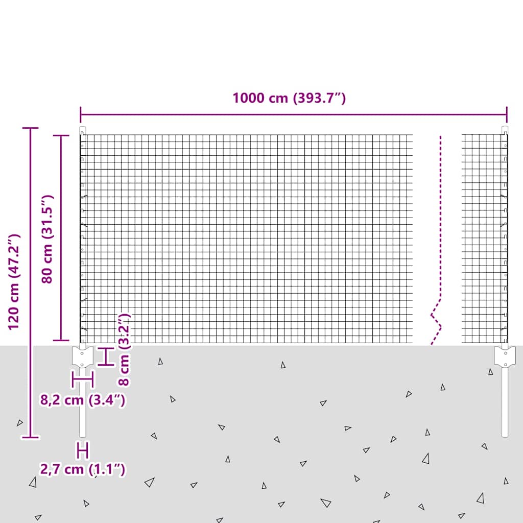 Zavarena žičana ograda s postom 10 x 0,8 m Zelena Mreža