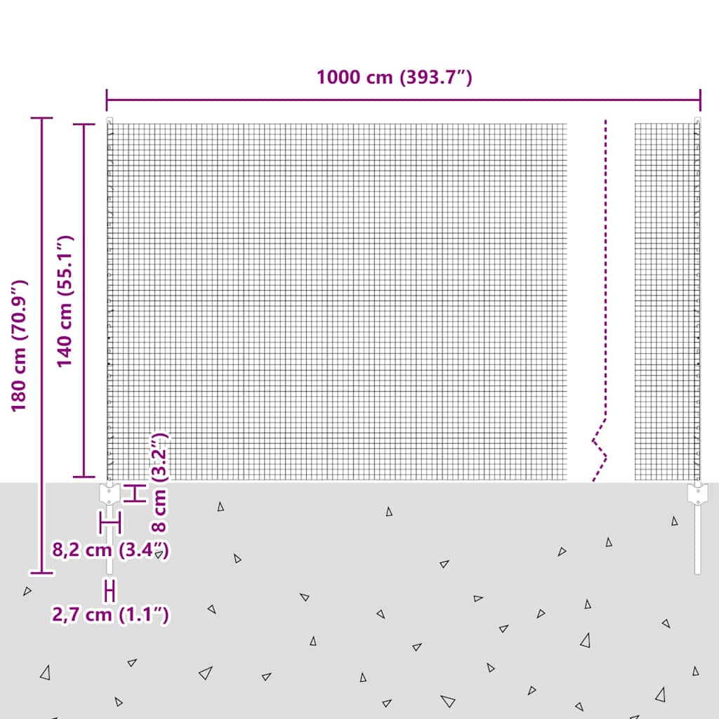 Zavarena žičana ograda s postom 10 x 1,4 m Zelena Mreža