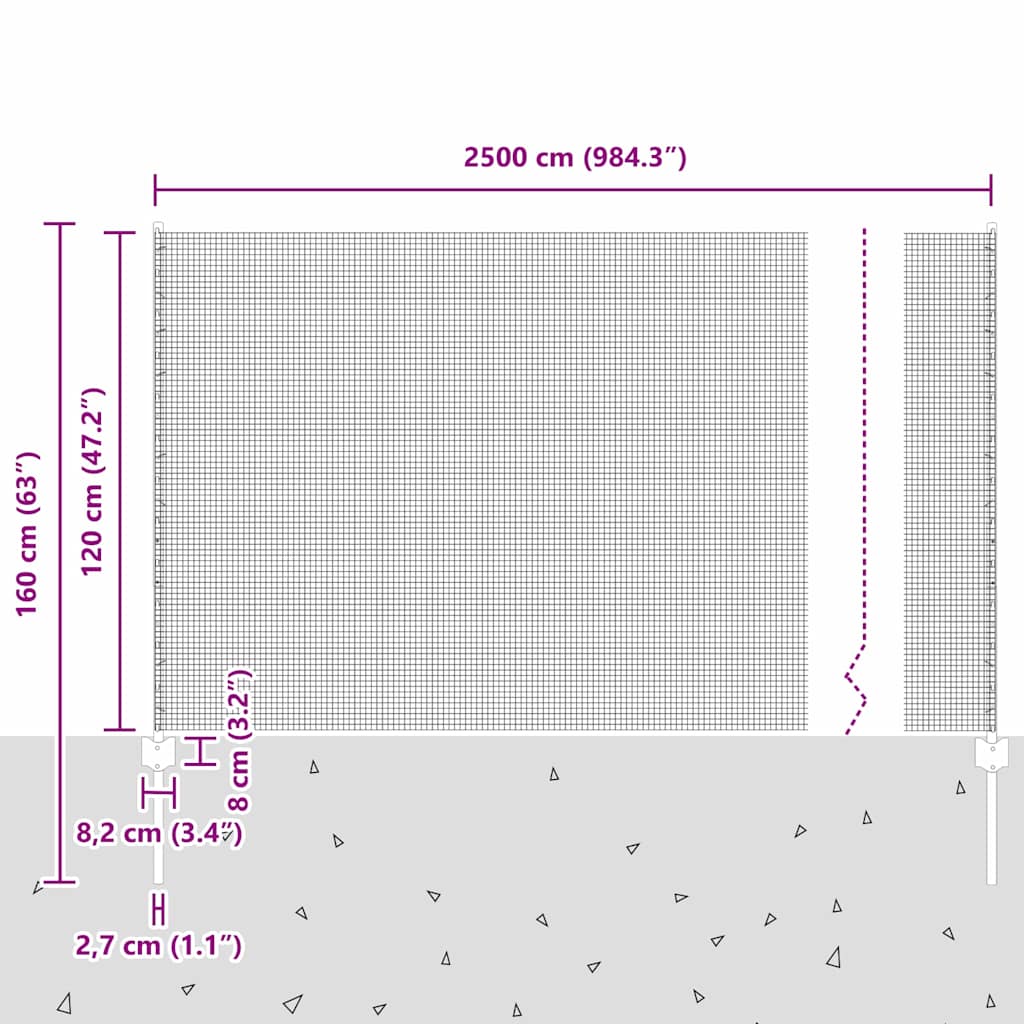 Zatvorena žičana ograda s postovima 25 x 1,2 m Zelena Mreža