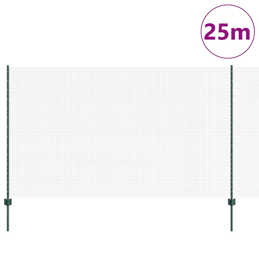 Zatvorena žičana ograda s postovima 25 x 1,4 m Zelena Mreža