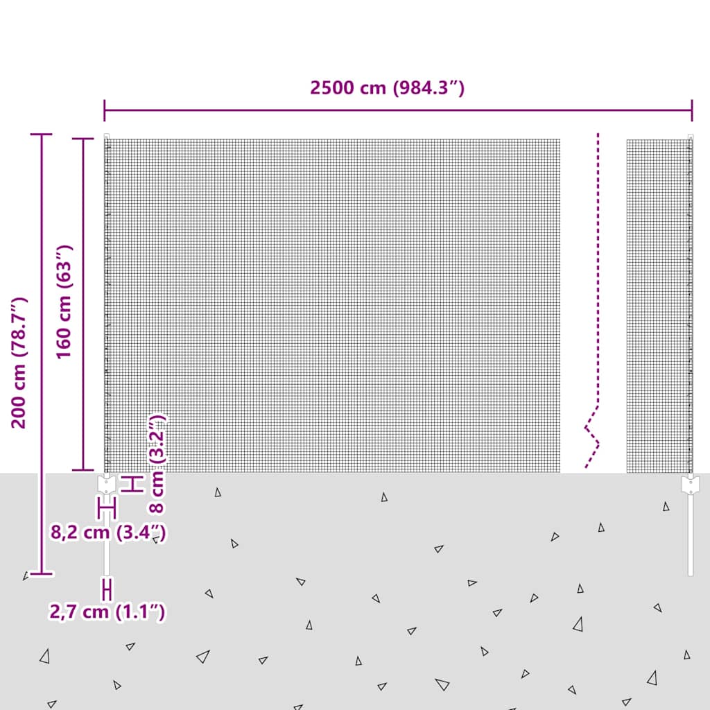 Zavarena žičana ograda s postom 25 x 1,6 m Zelena Mreža