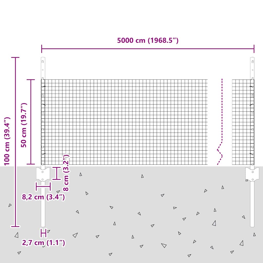 Zavarena žičana ograda s postom 50 x 0,5 m Zelena Mreža