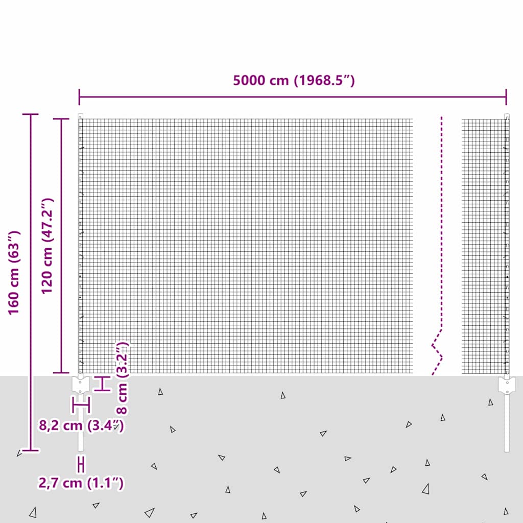 Zavarena žičana ograda s postom 50 x 1,2 m Zelena Mreža