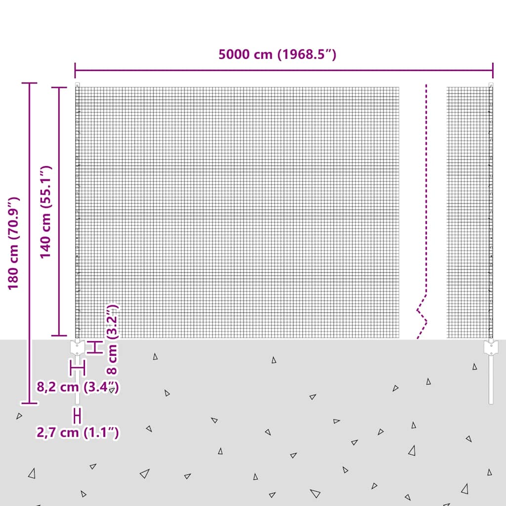 Zavarena žičana ograda s postom 50 x 1,4 m Zelena Mreža