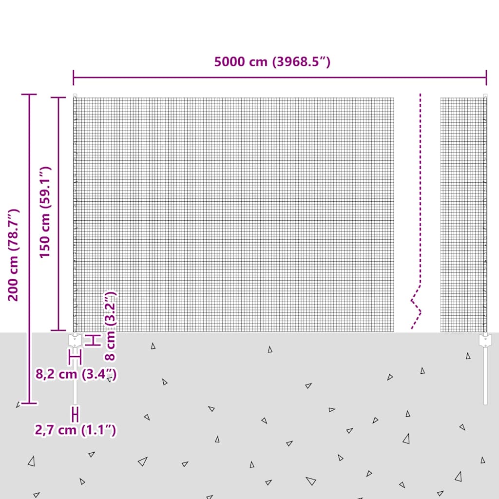 Zavarena žičana ograda s postom 50 x 1,5 m Zelena Mreža