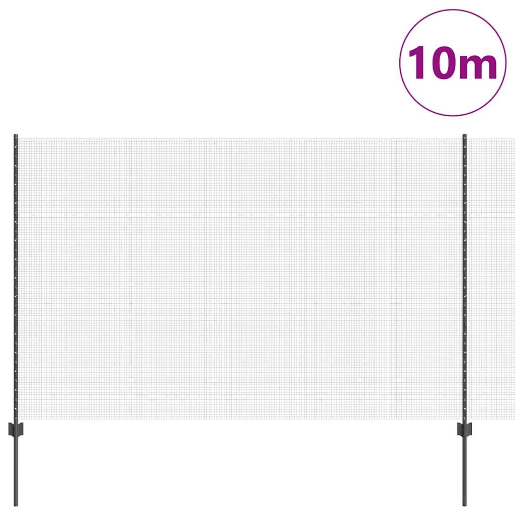 Zavarena žičana ograda s postom 10 x 1,5 m Siva Mreža