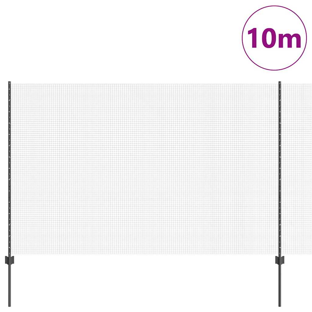 Zavarena žičana ograda s postom 10 x 1,5 m Siva Mreža