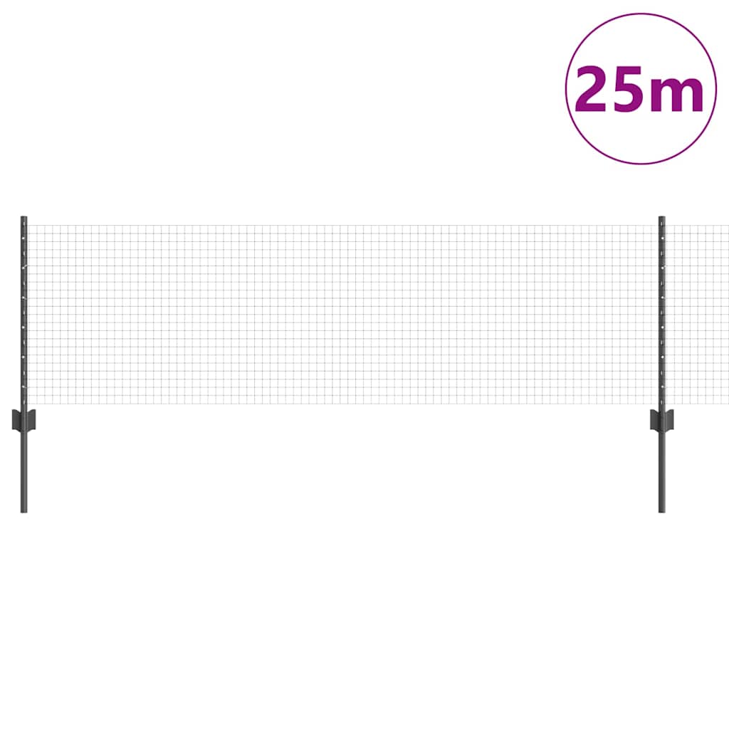 Zavarena žičana ograda s postom 25 x 0,6 m Siva Mreža
