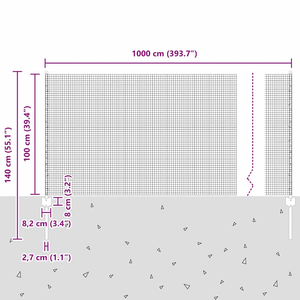 Zavarena žičana ograda s postom 25 x 1 m (Š x V)