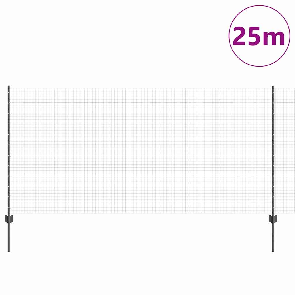 Zavarena žičana ograda s postom 25 x 1,2 m Siva Mreža