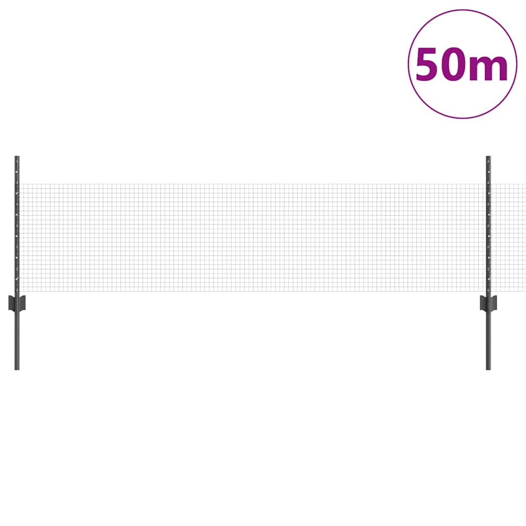 Zavarena žičana ograda s postom 50 x 0,5 m Siva Mreža