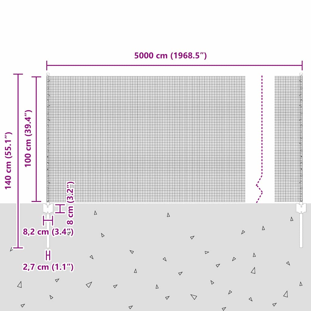 Zavarena žičana ograda s postom 50 x 1 m Čelik premazan PVC-om