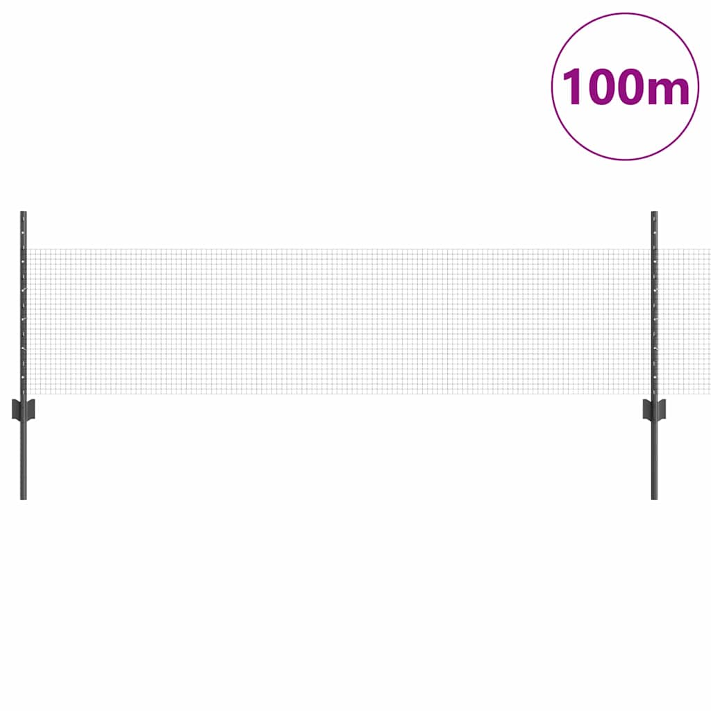 Zavarena žičana ograda s postom 100 x 0,5 m Siva Mreža