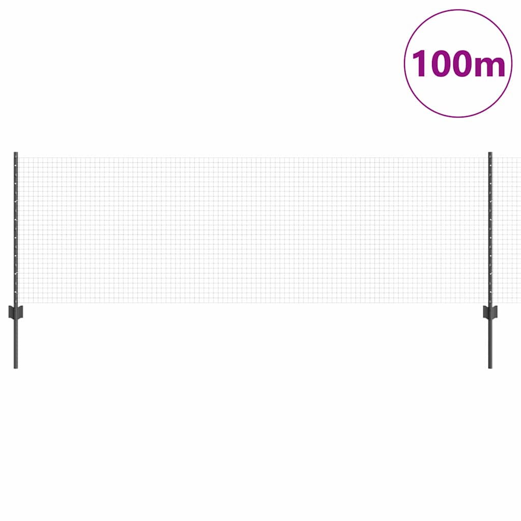 Zatvorena žičana ograda s postovima 100 x 0,8 m Siva Mreža