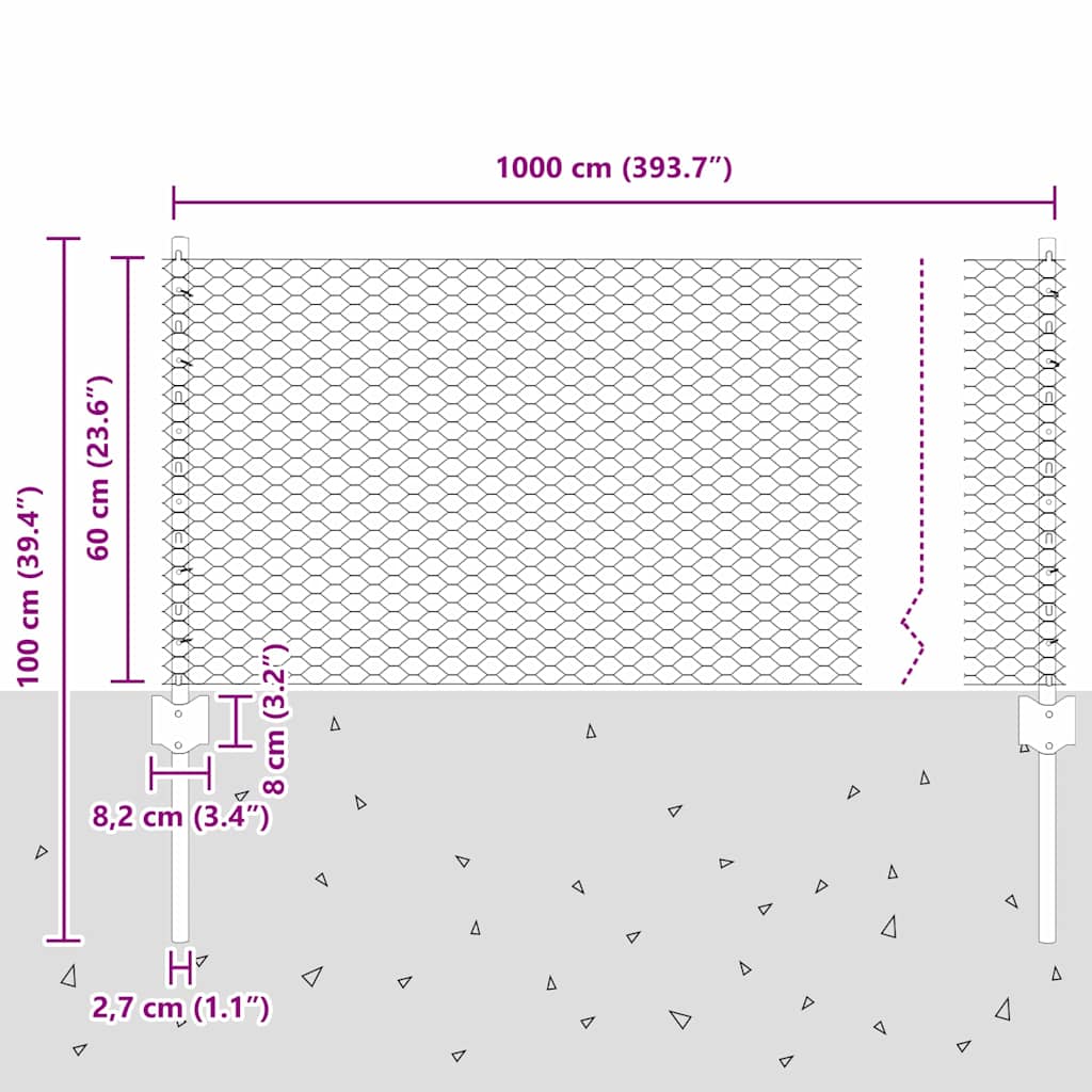 Zavarena žičana ograda 10 x 0,6 m (Š x V) Čelik premazan PVC-om