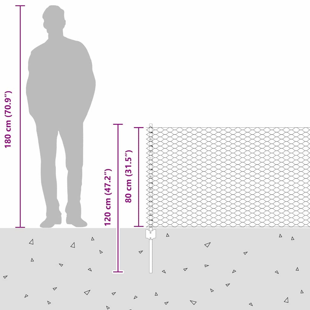 Heksagonalna ograda s stubom 10 x 0,8 m Čelik premazan PVC-om