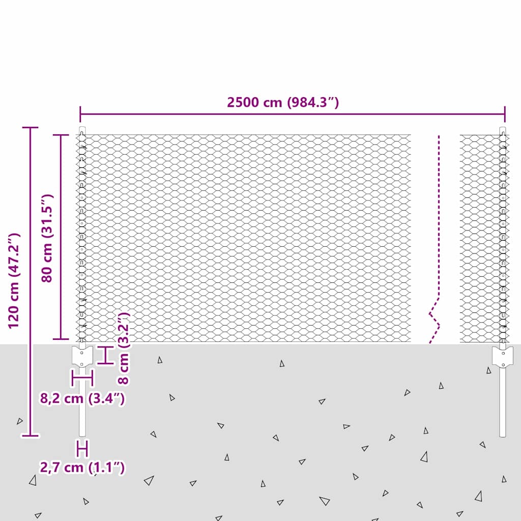Zavarena žičana ograda 25 x 0,8 m (Š x V) Čelik premazan PVC-om
